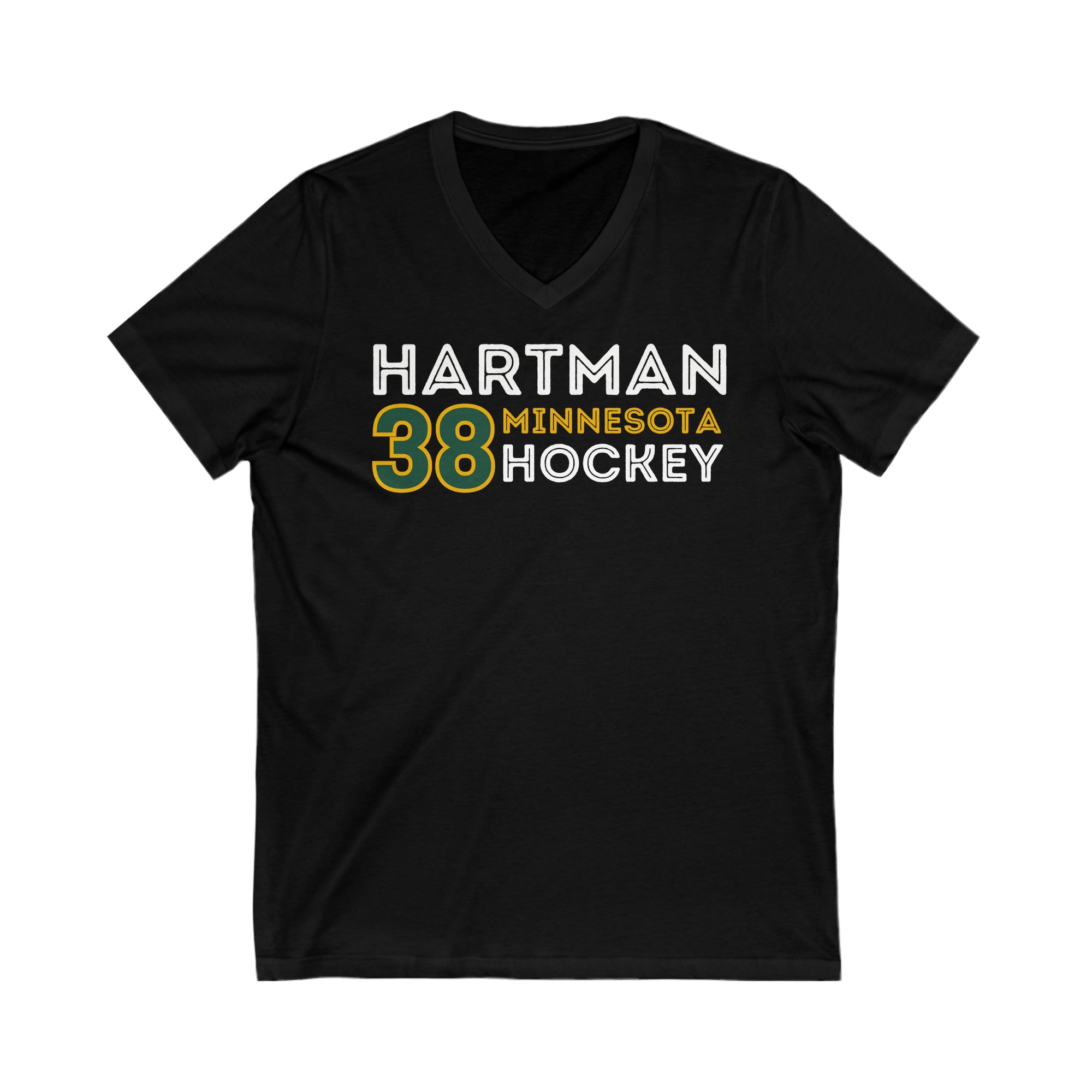 Hartman 38 Minnesota Hockey Grafitti Wall Design Unisex V-Neck Tee