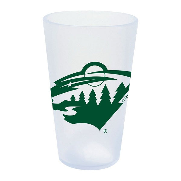 Minnesota Wild White With Logo Design Silicone Pint Glass, 16 oz.