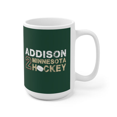 Addison 2 Minnesota Hockey Ceramic Coffee Mug In Forest Green, 15oz