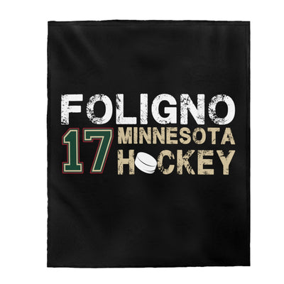 Foligno 17 Minnesota Hockey Velveteen Plush Blanket