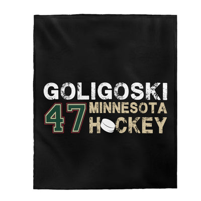 Goligoski 47 Minnesota Hockey Velveteen Plush Blanket