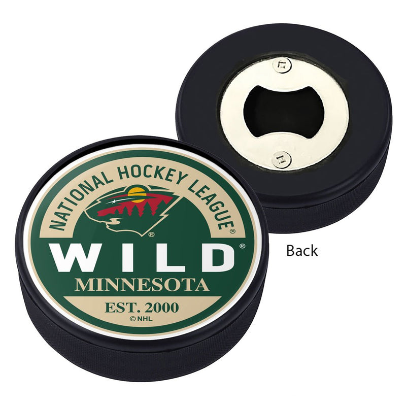 Minnesota Wild Hockey Puck Bottle Opener