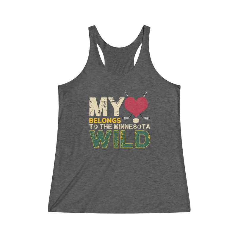 My Heart Belongs To The Minnesota Wild Tri-Blend Racerback Tank Top